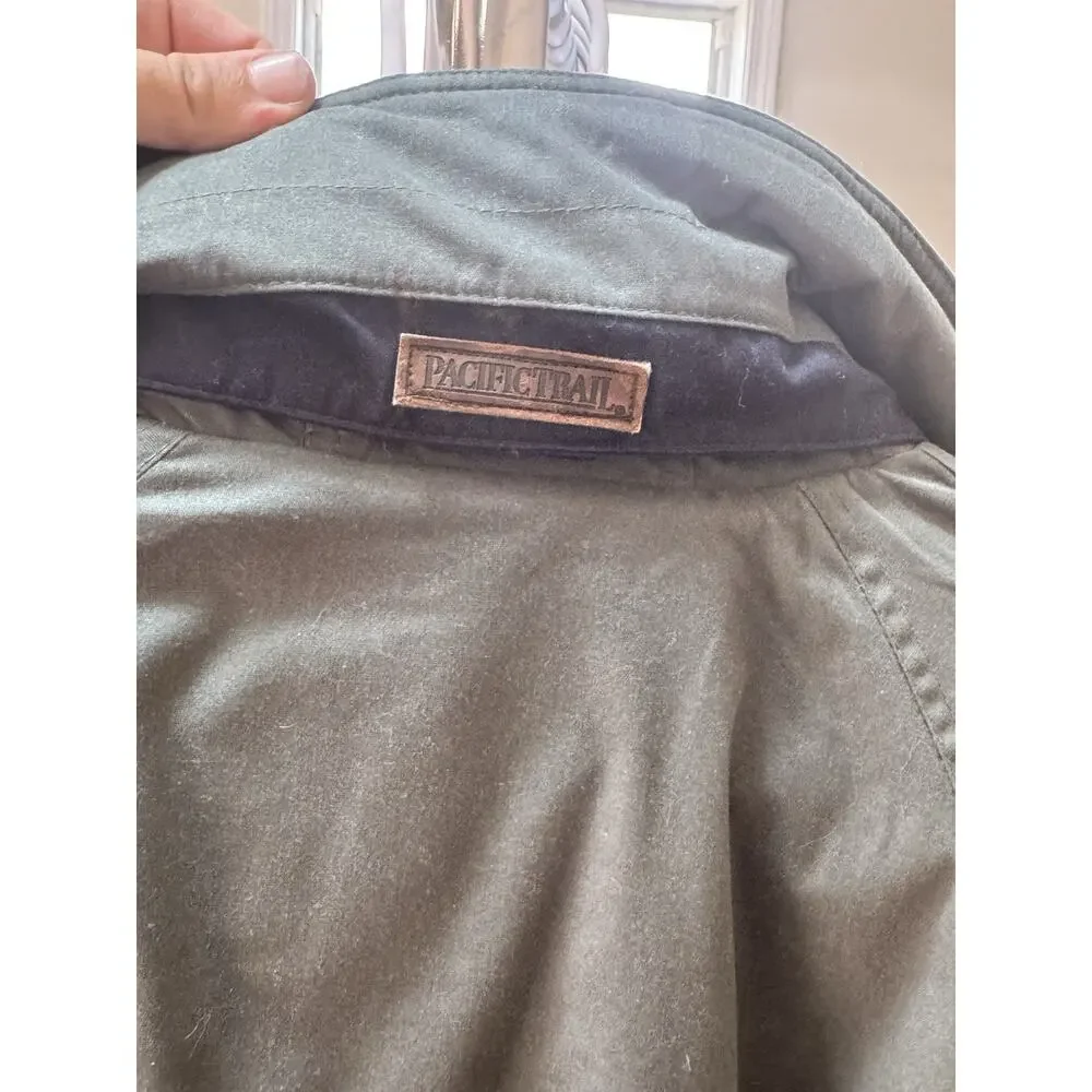 Vtg Pacific Trail Heavy Outdoor Jacket Green Fleece Lined Hooded Coat Size M-L